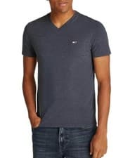 Image of Tommy Jeans Mens Slim Jaspe V-Neck T-Shirt Dark Night Navy