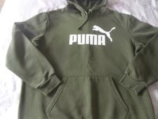 Image of Puma Essentials Big Logo Hoodie in olive size L New