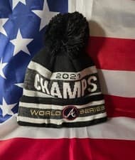 Image of Men's Atlanta Braves New Era Black 2021 World Series Champions Knit Hat