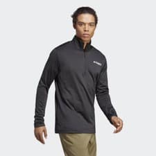 Image of adidas Mens Terrex Shirt L XL Black 1/2 Zip Running Training Fitness HT9502