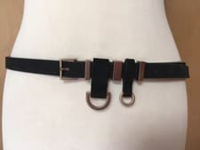 Image of NEW All Saints black leather suede skinny belt D-ring detail L