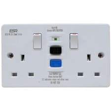 Image of RCD Twin 13A Socket Type-A 30mA 2 Gang Latching Safety Socket Fault Detected