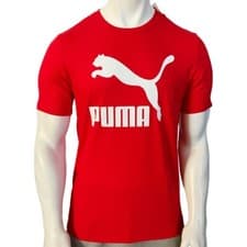 Image of NWT PUMA MSRP $42.99 BIG CAT LOGO MEN'S RED CREW NECK SHORT SLEEVE T-SHIRT S M