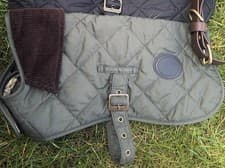 Image of Barbour Original Heritage Quilted Tartan Dog jacket coat Olive khaki RRP £50