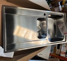 Image of Franke Maris 1.5 Bowl Inset Chrome Stainless Steel Kitchen Sink LH drainer