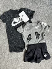 Image of Baby Nike Romper, Shorts and Vest Set