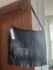 Image of Accessorize Black Faux Leather Shoulder Bag Brand New with Tags