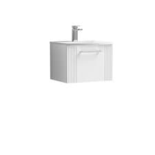 Image of Partial Fluted 1 Drawer Wall Hung Vanity Unit with 1 Tap Hole Curved Basin- 500m
