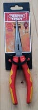 Image of DRAPER LONG NOSE PLIERS VDE APPROVED FULLY INSULATED 200MM STOCK NO: 69176