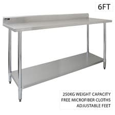 Image of Catering Stainless Steel Table Commercial Overshelf Kitchen Prep Bench Shelves