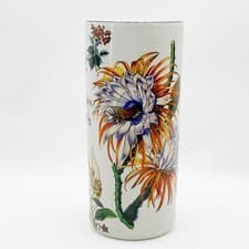 Image of Umbrella Stand 18in Round White Floral Metal 46in Tall Entryway Decor PorchStand