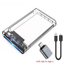 Image of Hard Drive Caddy Case Enclosure 2.5 Inch USB 3.0 SATA External Clear HDD SSD.