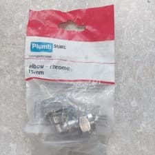 Image of Plumbsure Equal 90° Chrome Elbow Bend - Plumbing Compression Fitting 15mm -New