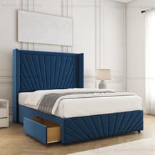 Image of NOLA DIVAN BED SET PLUSH VELVET 54" HEADBOARD &ORTHO MATTRESS 4FT6 5FT 6FT UK