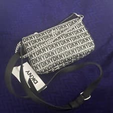 Image of New DKNY Women Bryant Park Demi Black Silver Chain Logo Shoulder Crossbody Bag