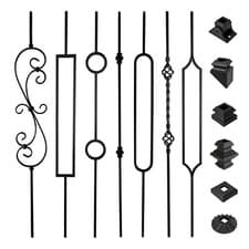 Image of Premium Hollow Metal Stair Spindles Railings Balustrade Steel Picket Panel Black