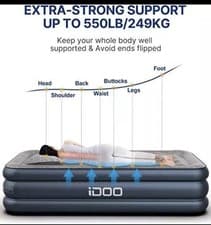 Image of iDOO Single Air Bed Inflatable with Built-in Electric Pump 3 Mins Quick