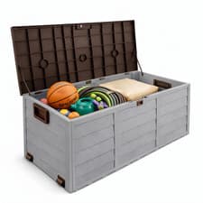 Image of OUTDOOR GARDEN PLASTIC STORAGE SEAT UTILITY CHEST CUSHION SHED BOX TOOLS