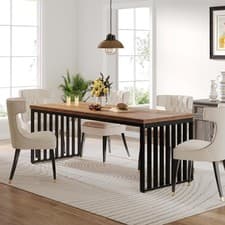 Image of Industrial Dining Table for 4-6, 180cm Rectangle Kitchen Table with Metal Frame