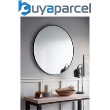 Image of Garden Trading Cherington Indoor Wall Hung Round Wall Mirror 80cm Black Steel