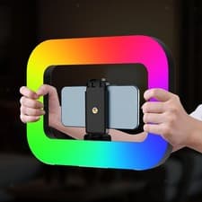 Image of Selfie Ring Light Smartphone Video Rig Portable Ringlight Dimmable for Vlogging
