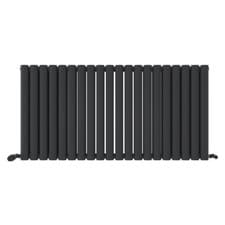 Image of Radiator Horizontal Designer Double Panel Oval Heating Rads Anthracite White UK