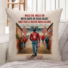Image of Personalised Liverpool Football Fan Cushion Cover Stadium Pillow Dad Gift SFC44