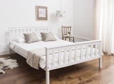 Image of Double Bed in White Wooden Frame 4'6 Dorset