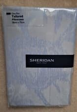 Image of NEW PAIR of Quality SHERIDAN TAILORED PILLOW CASES :WINTHROP : BLUE /SILVER