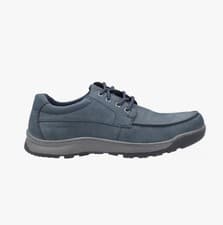 Image of Hush Puppies Tucker Mens Nubuck Lace-Up Comfort Navy Casual Shoes