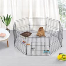 Image of 8 Panel Dog Playpen Foldable Metal Pet Pen for Puppy Rabbit Indoor/Outdoor 61cm
