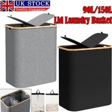 Image of 90L/150L Lid Laundry Basket with Extra large Washing w/ 2 Removable Laundry Bags