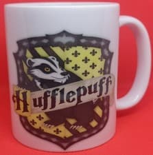 Image of Custom Unofficial Printed Harry Potter Painted Hufflepuff Crest 11oz Boxed Mug.