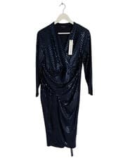 Image of Roman Blue Long Sleeve Midnight Sequin Dress Bodycon wedding Size 16