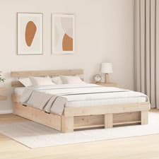 Image of Bed Frame Solid Pine Wood Natural 150x200 cm with Drawer Storage Eco 31cm Height