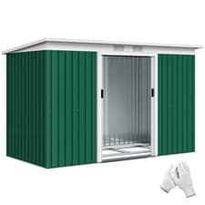 Image of Outsunny 9 x 4FT Metal Garden Storage Shed w/ 2 Door, Dark Green