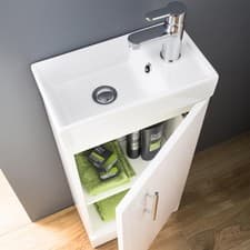 Image of Floor Standing Vanity Unit & Basin Sink Bathroom Cloakrooom Compact 400mm White