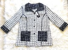 Image of NWT Flair Womens Size L 3 Button Black & White Blazer Geometric