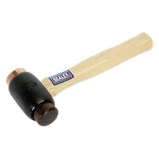 Image of Sealey Electrolytic Copper/Rawhide Faced Hammer With Hickory Shaft 3.5lb CRF35