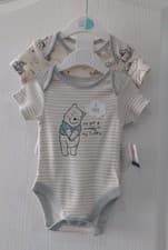 Image of Baby Unisex Disney Winnie The Pooh Character 2pk Bodysuit Vests 0-12 Months