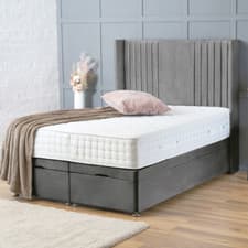 Image of NEW OTTOMAN DOUBLE DIVAN BED LIFT UP STORAGE UPHOLESTERED HEADBOARD+ MATTRESS UK