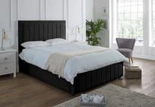 Image of MODERN OTTOMAN STORAGE PANEL PLUSH VELVET UPHOLSTERED BED FRAME - UK HANDMADE