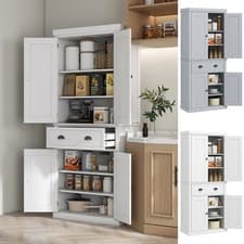 Image of Freestanding Kitchen Storage Cabinet W/ Drawer, Tall Pantry Cupboard
