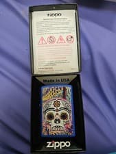 Image of Zippo Windproof Pocket Lighter Colourful Skull Design New In Box