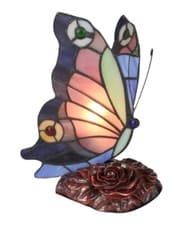 Image of 23CM TIFFANY STYLE TABLE LAMP ADMIRAL BUTTERFLY DESIGN GLASS SHADE + LIGHT BULB