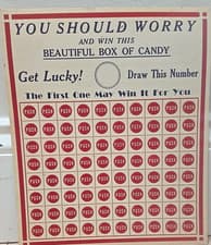 Image of WWII Era Punch Card For Candy Contest You Should Worry And Win NOS