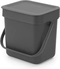 Image of Brabantia Sort & Go Food Waste Bin 3L (Grey), Space-Efficient Plastic Recycle