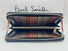 Image of Paul Smith Signature Stripe Wallet Black Leather Travel Wallet Purse