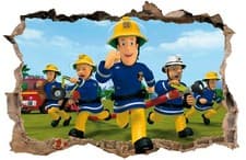 Image of Fireman Sam Hole in the Wall Art Sticker Bedroom Decal Print Boys Girls V2