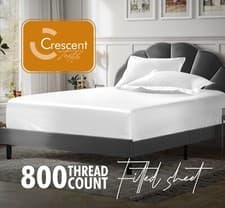 Image of 100% Egyptian Cotton Fitted Bedsheet 28cm/11" Deep 800 Thread Count Bottom Sheet